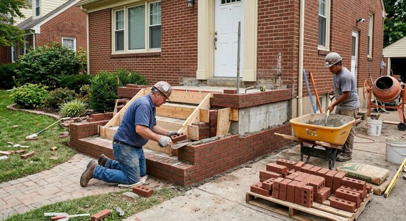 Brick Stairs Installation in Worcester, MA